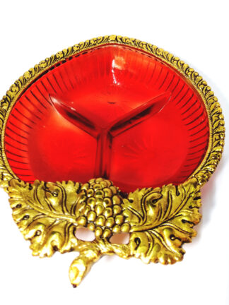 Glass Metal Dry Fruit Serving Tray