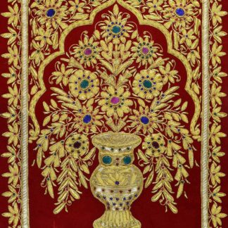 Hand Embroidered Wall Hanging Tapestry Golden Zardosi Work Tapestry Indian Throw