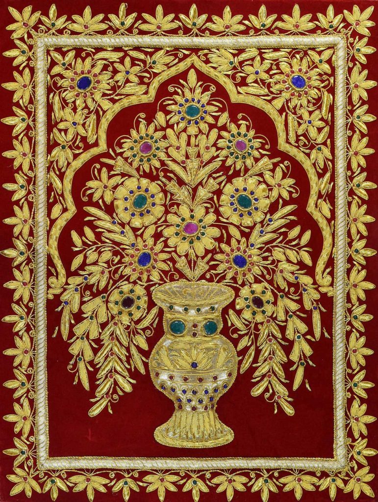 Maroon Zardozi, Pearl And Stone Work