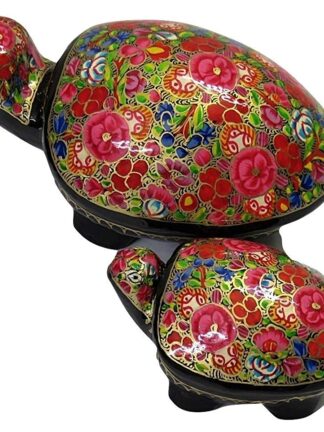 Handmade Paper Mache Jewelry Box set in Tortoise Shape