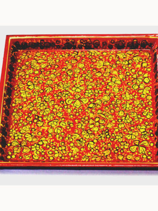 Red Hued Paper Mache Square Serving Tray