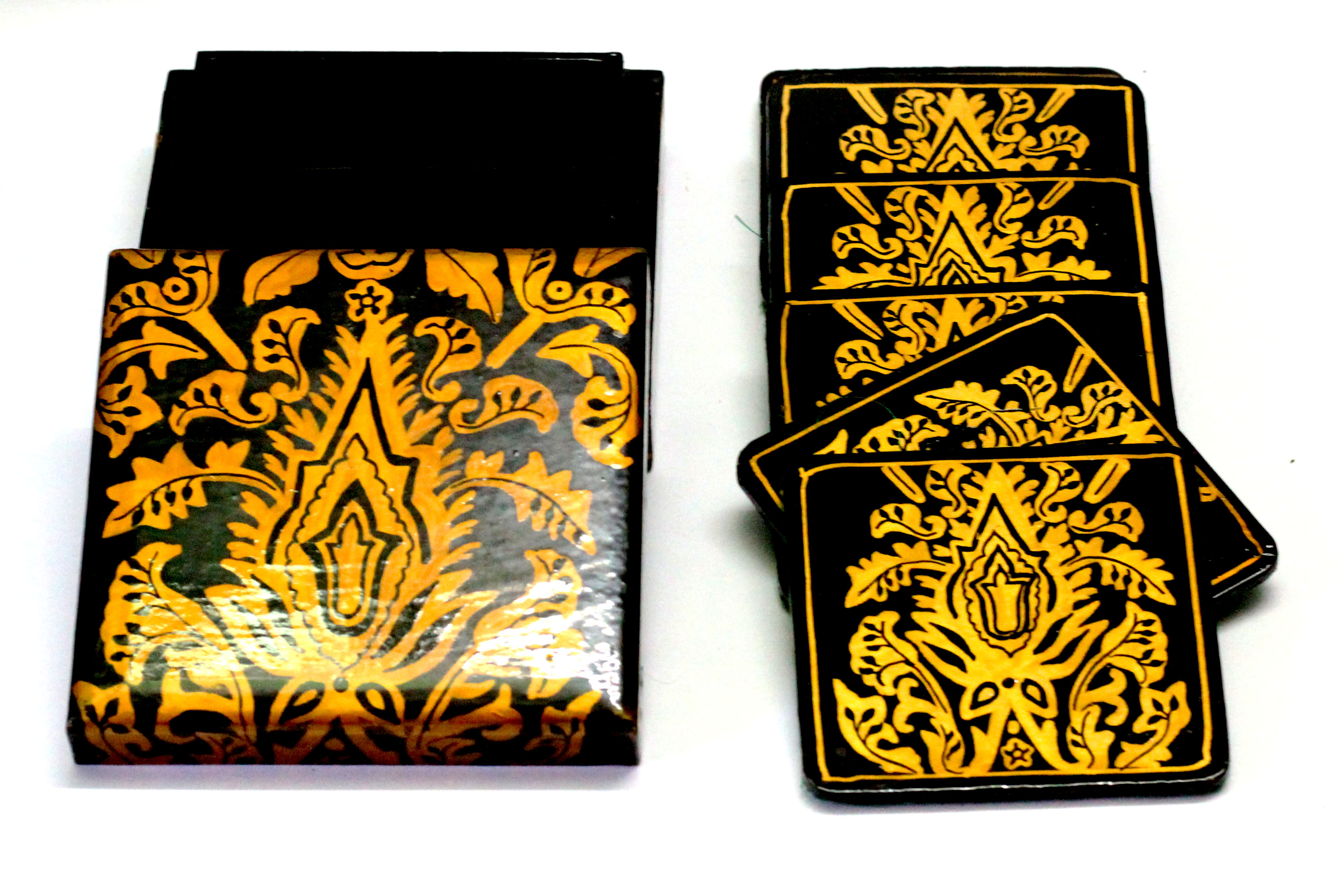 Hand Painted Kashmiri Paper Mache 6 Tea Coaster Set