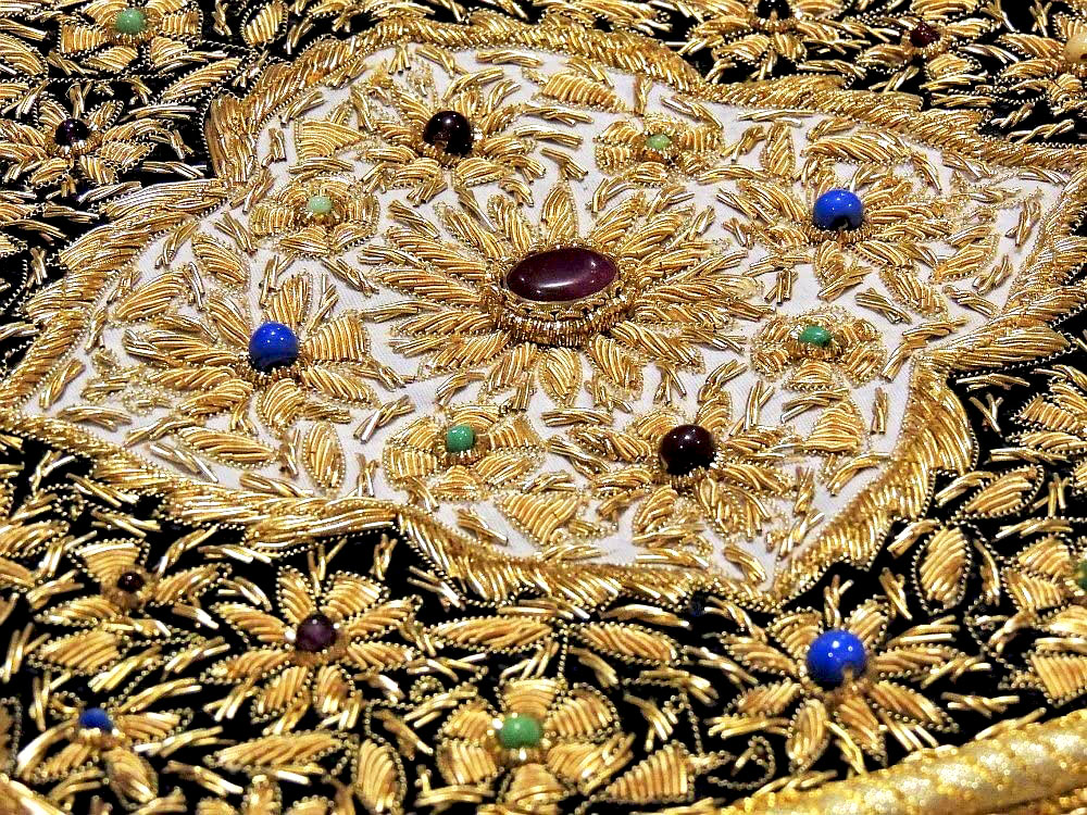 Royal Ancient Zardosi Jewel Art Wall Hanging Hand Embroidered Multi  Coloured Jewel Carpet 