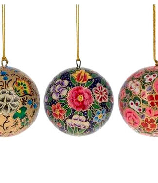 Assorted Paper Mache Ball Hangings (Set Of 3)