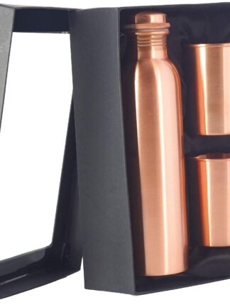 Copper 1000 ML Water Bottle with 2 Glass Set