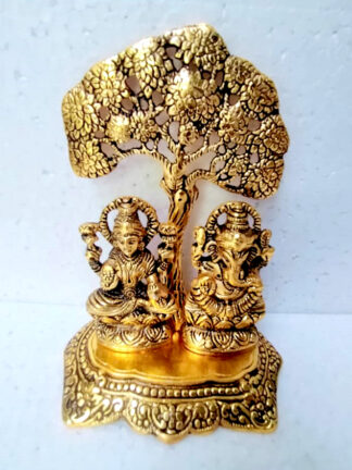 Beautiful Metallic Gold Color Lord Ganesh and Maa Lakshmi Idols.