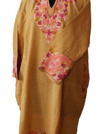 Yellow Ochre Aari Emroidered Raffal Pheran