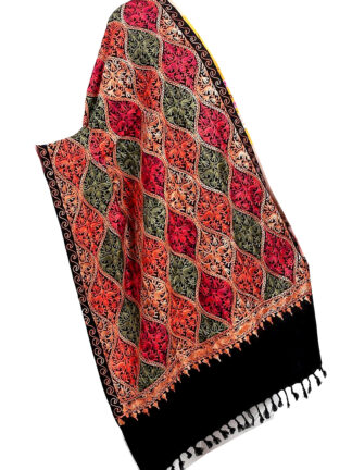 Beautiful  colorful Women Aari Zaal Full Work Embroided Woolen Kashmiri Stole
