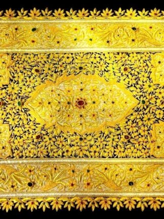 BLACK GOLD ZARDOZI FLORAL HANDMADE JEWEL TAPESTRY WALL HANGING