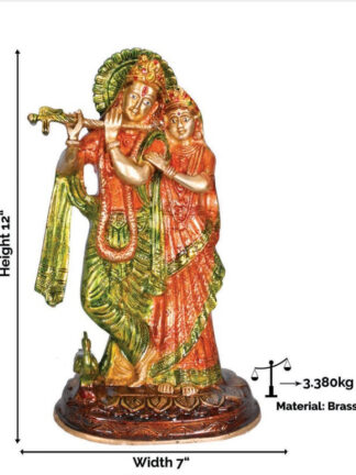 Decorative Multicolor  Hindu Goddess Radha and Lord Krishna Idol Sculpture Statue