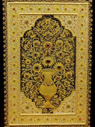 Flower desgn Zardozi jewel carpet 2ft x 3 ft (60cm x 90cm)