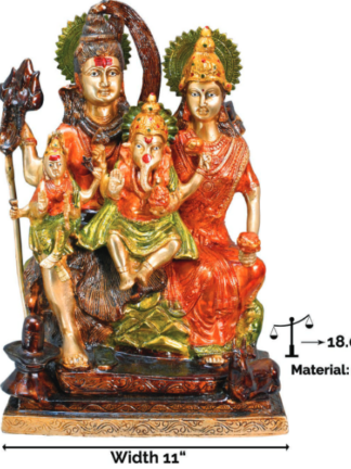Brass Multicolor Shiv Parvati Parivar idol statue.