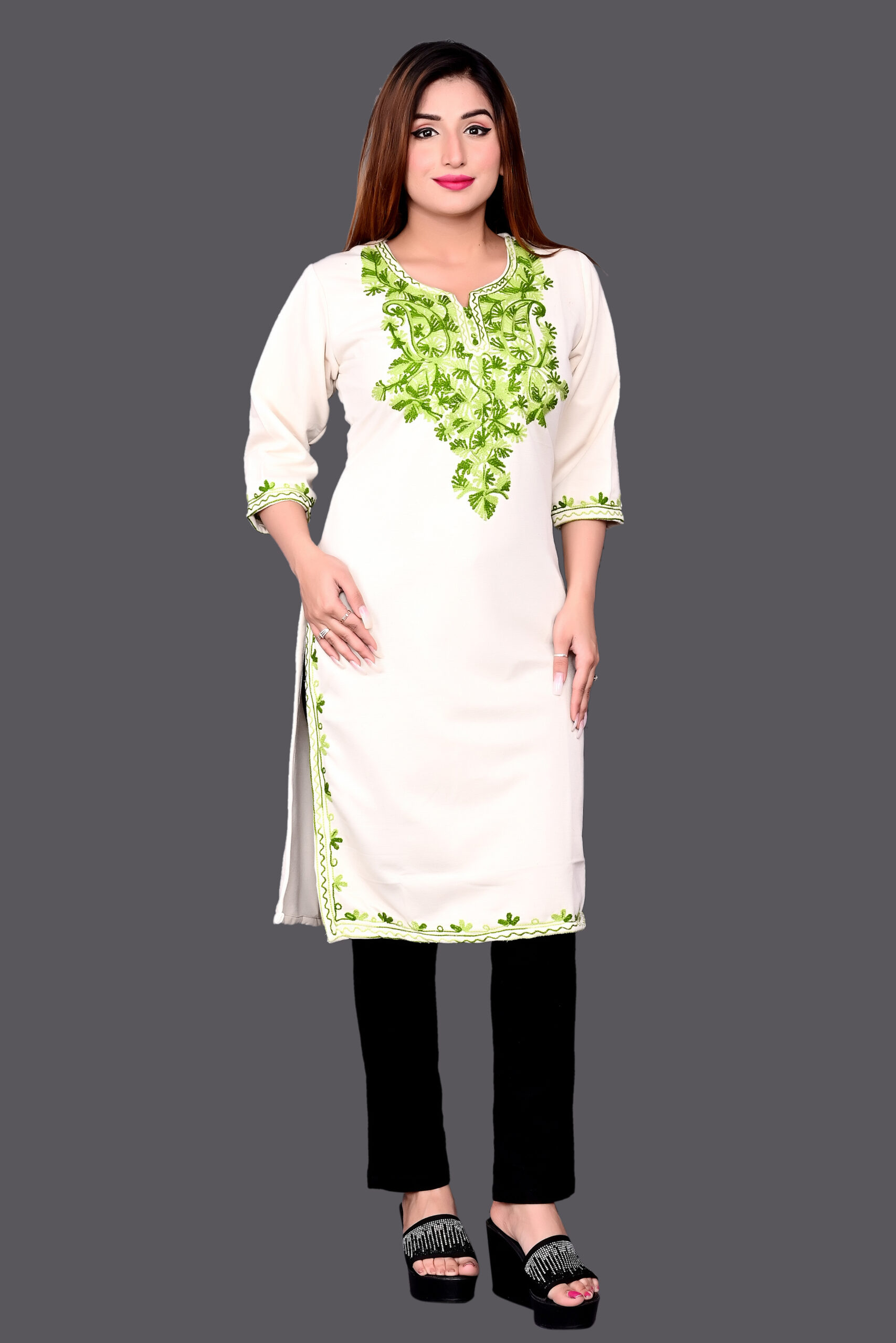 Buy Red Floral Woolen Kurti With Pant Set for Women Online in India