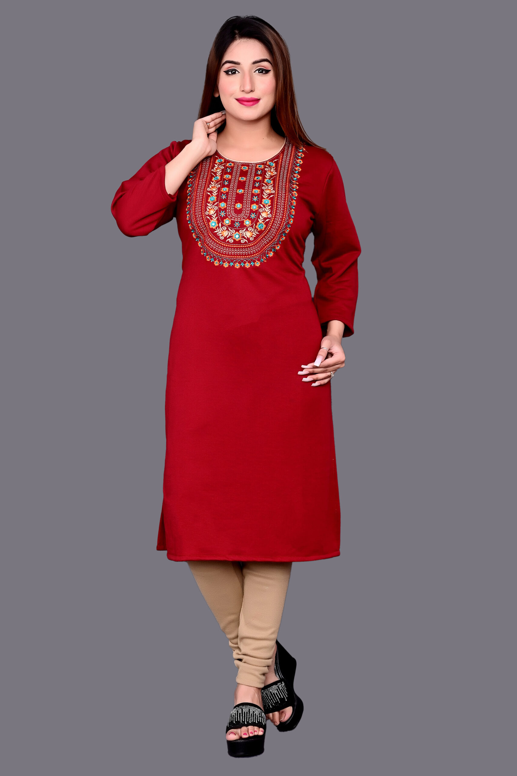 Buy Yellow Woolen Kurti With Pant Set for Women Online in India