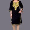 Kashmiri Embroidered Woolen Straight Kurta  (Black, Yellow)