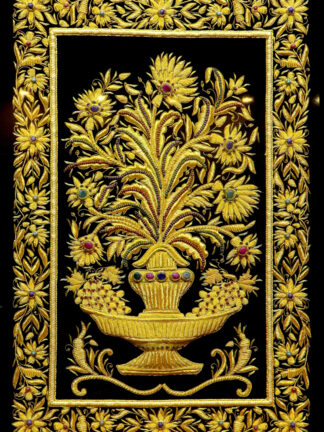 Flower design Zardozi jewel carpet 2ft x 3 ft