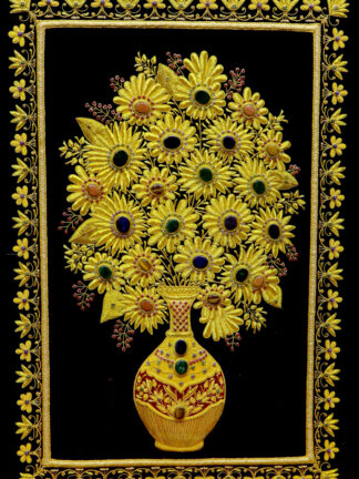 Flower design Zardozi jewel carpet -Wall Hanging  2ft x 3 ft (60cm x 90cm)