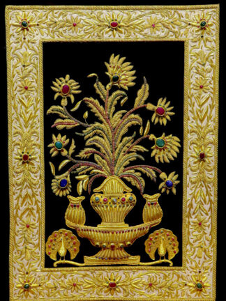 Flower Vase design Zardozi Wall Hanging 2ft x 3 ft(60cm x 90cm)