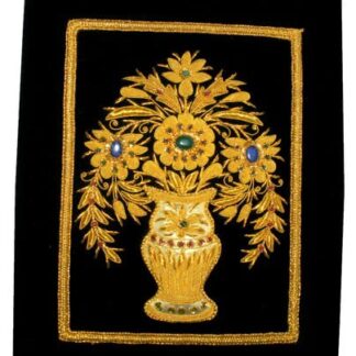 Royal Ancient Silk Jewel Art Wall Hanging Hand Embroidered Jewel Carpet on  Black Velvet With Gemstones Size 41x1.25x36 Cm 
