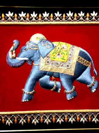 SILK ZARI ELEPHANT DESIGN WALL HANGING  45 CM X 60 CM