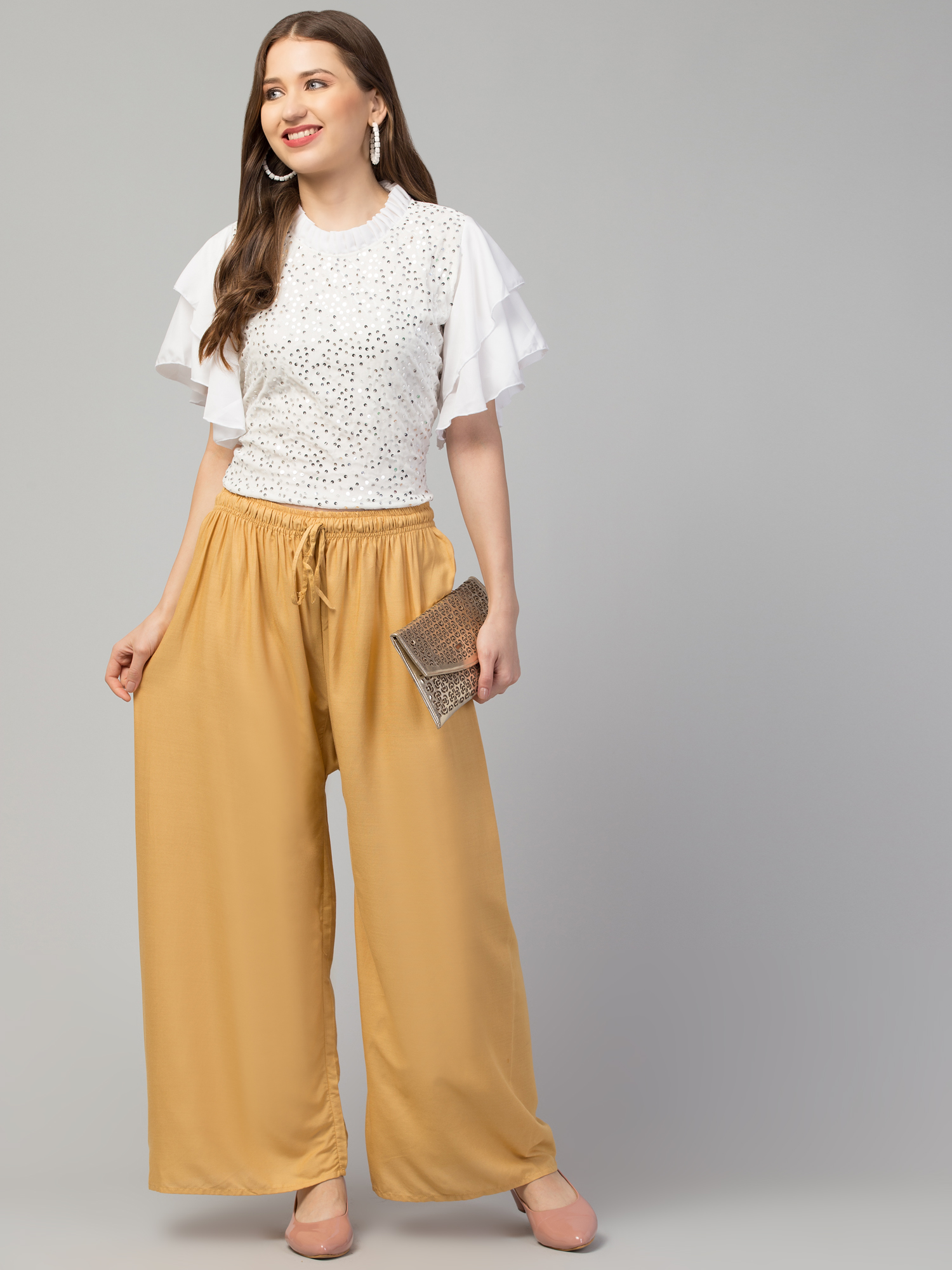 Trendy casual cotton wide palazzo pant with ikat border on the side –  Sujatra